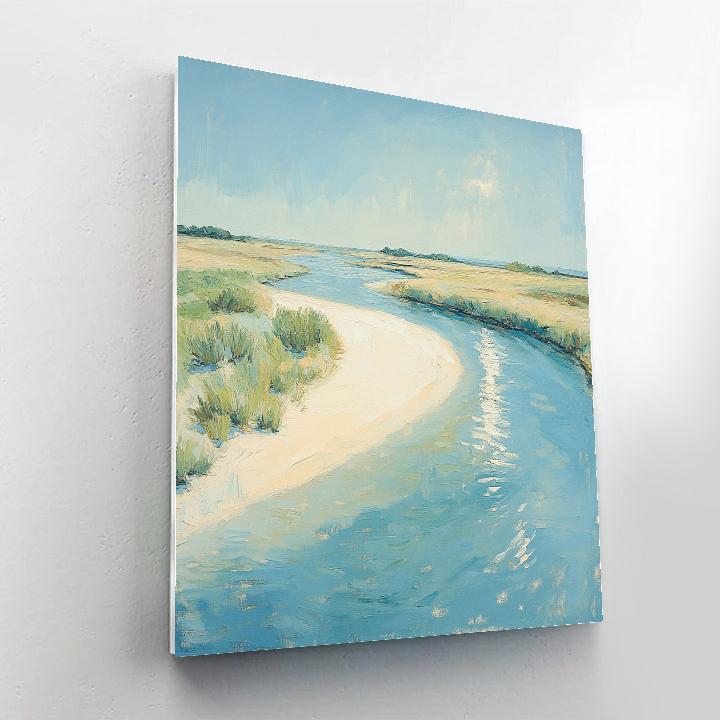Claude Monet Inspired Sunlit River Bend With Sandbar Paint by numbers art