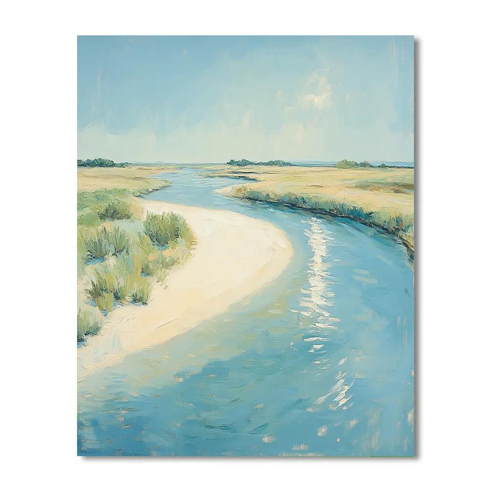 Claude Monet Inspired Sunlit River Bend With Sandbar Paint by numbers art
