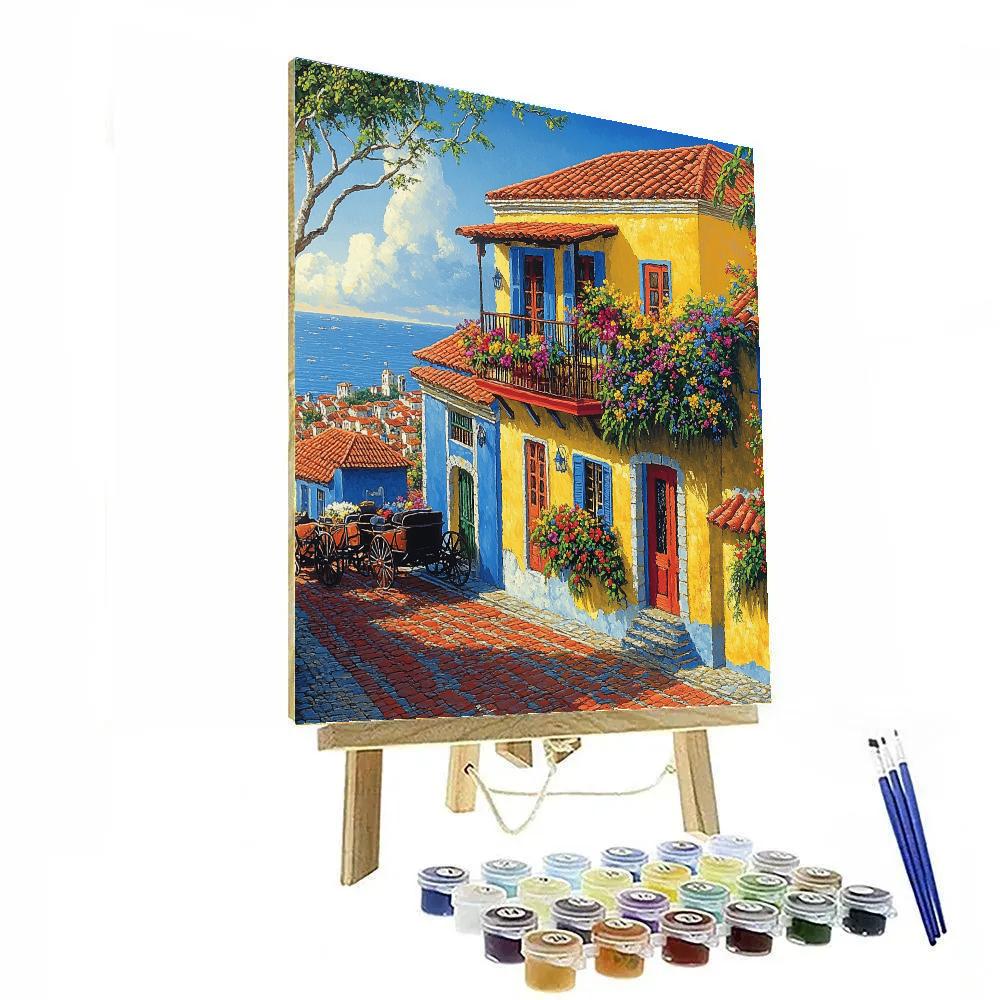 Colorful Colonial Buildings Along Cartagena Old City Walls Colombia Numbered painting kits