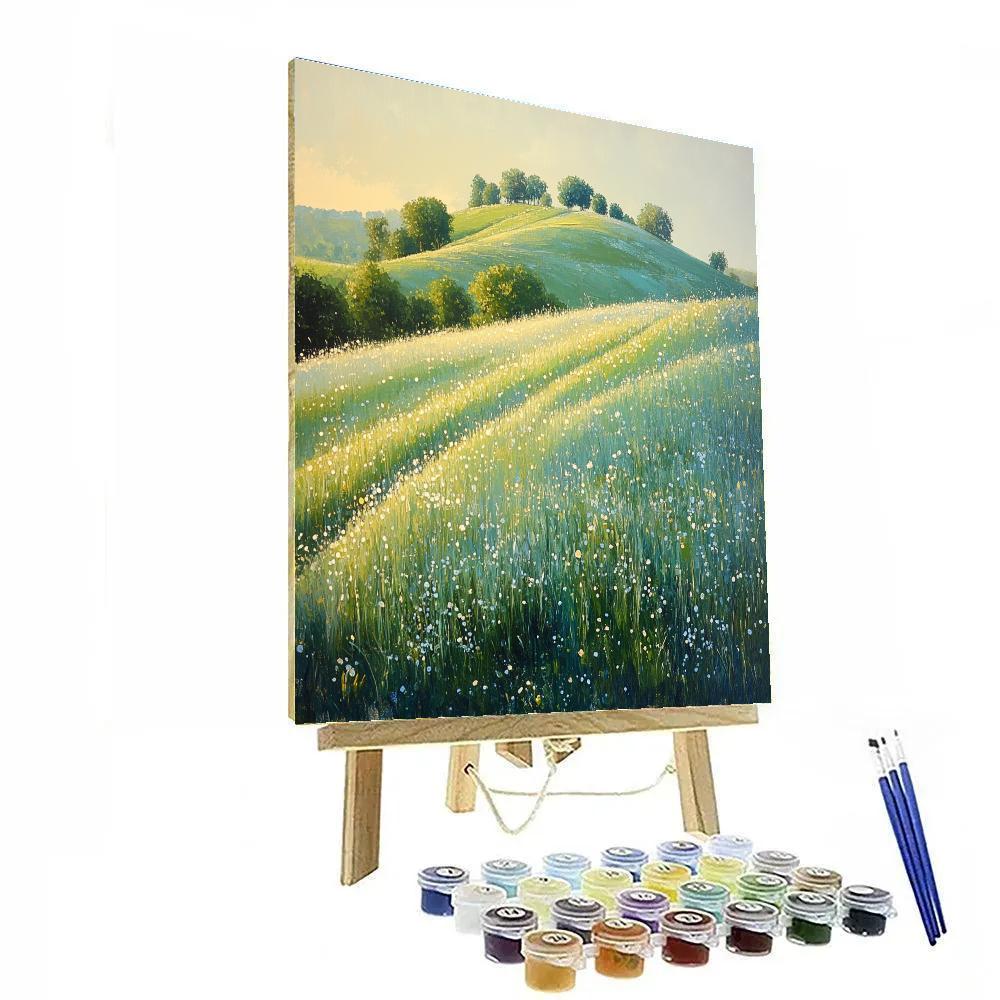 Claude Monet Inspired Morning Dew On Grassy Hillside DIY paint by numbers
