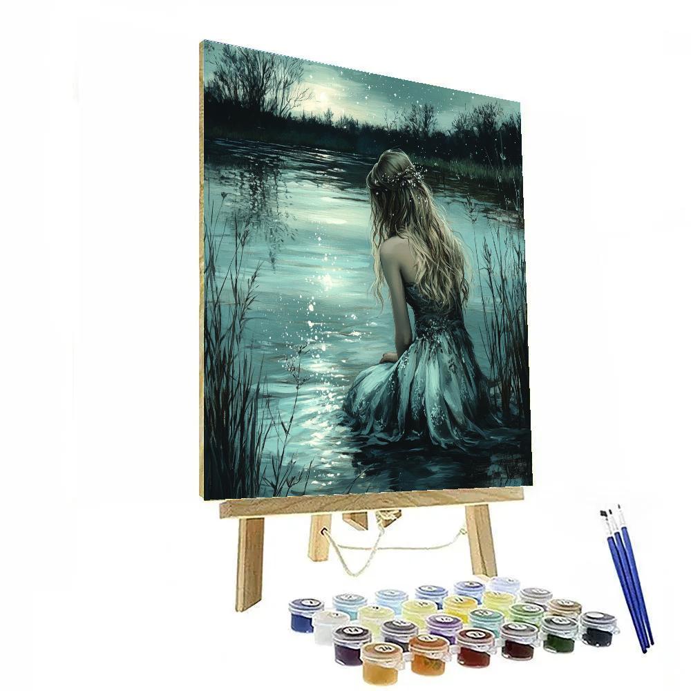 Waterhouse Inspired Moonlit Lake Nymph DIY paint by numbers