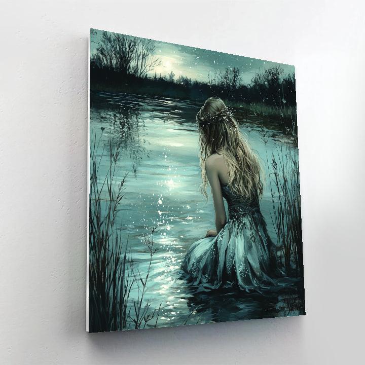 Waterhouse Inspired Moonlit Lake Nymph DIY paint by numbers