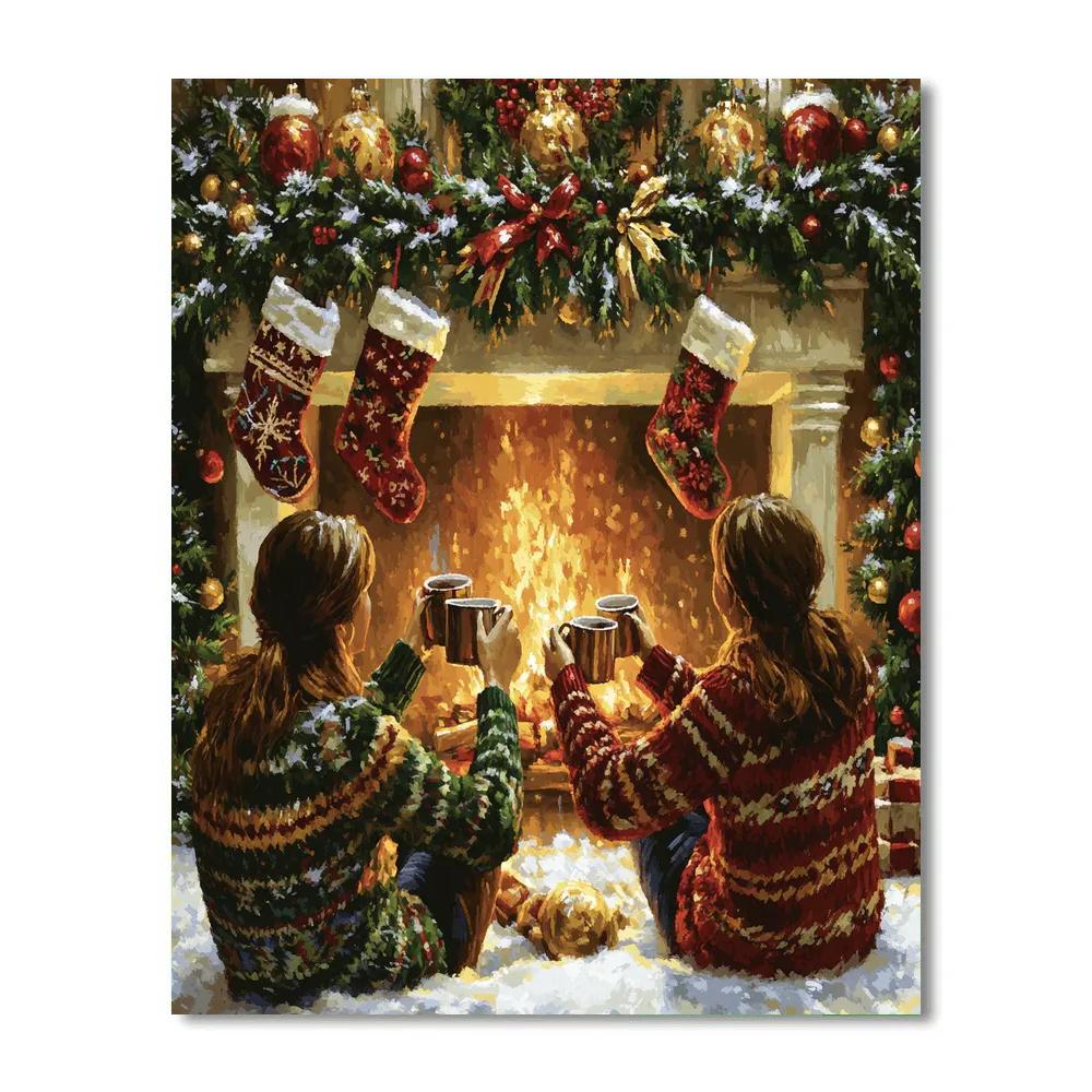 Garlanded Mantle Toast Painting by numbers kit