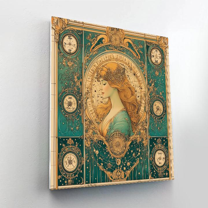 Mucha Inspired Zodiac Market paint by color