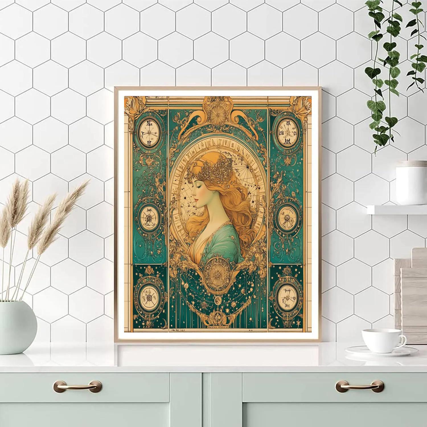 Mucha Inspired Zodiac Market paint by color
