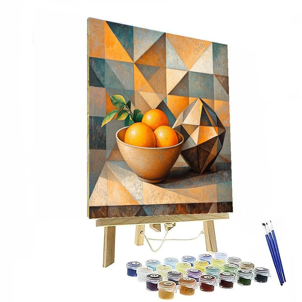 Pablo Picasso Inspired Fractured Citrus And Earthenware Still Life DIY paint by numbers