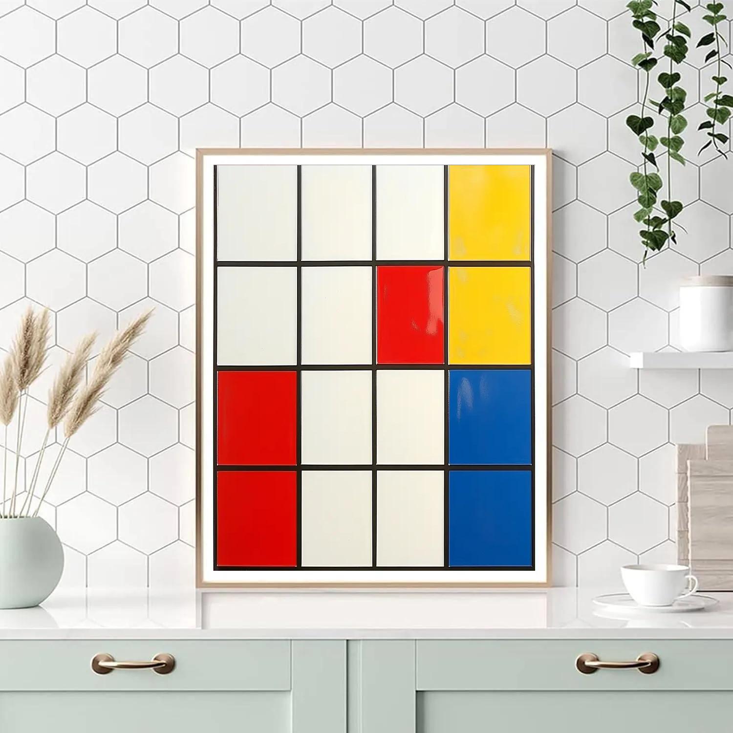 Mondrian Inspired Orbit Grid paint by color