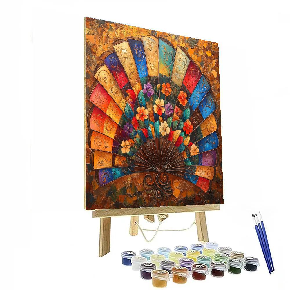 Gustav Klimt Inspired Abstract Floral Fan paint by color