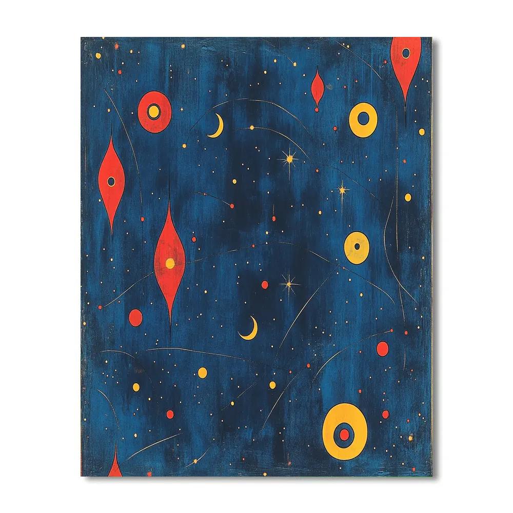 Miró Inspired Dancing Moons paint by number