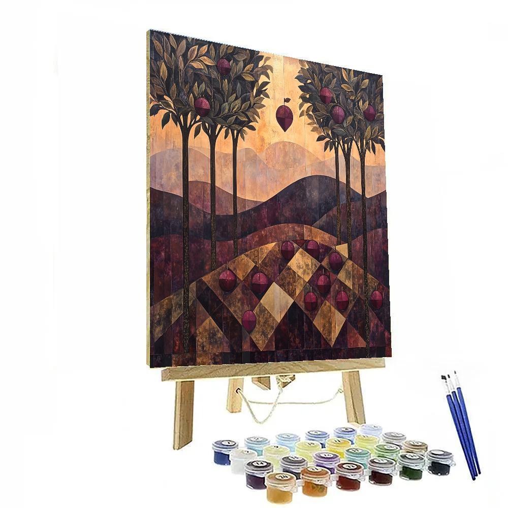 Pablo Picasso Inspired Geometric Orchard At Dusk In Split Planes Paint by numbers kits