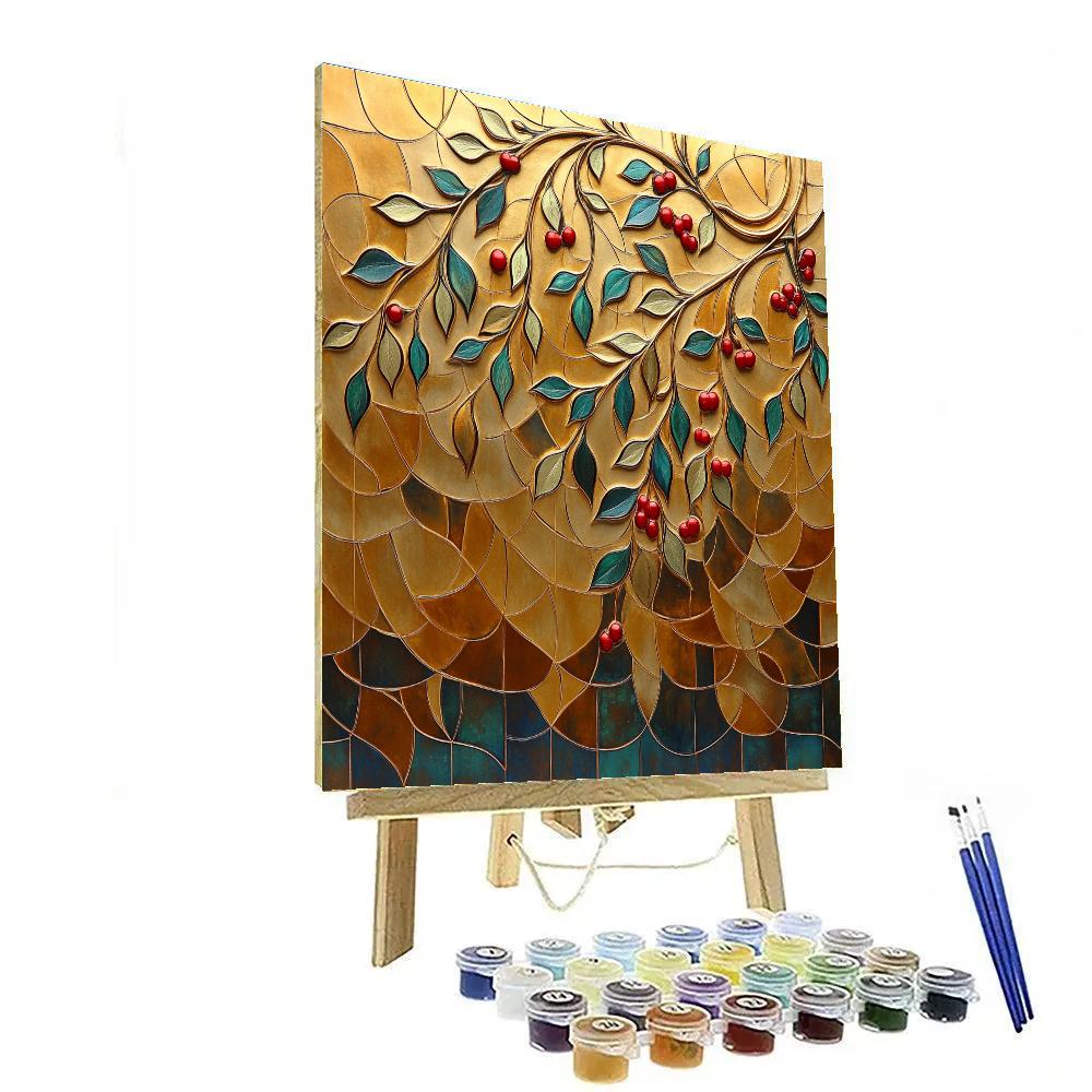 Gustav Klimt Inspired Golden Vine Cascade painting number kit