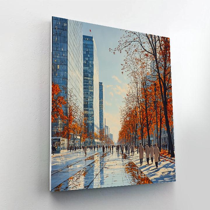 Autumn Glow On Moscow New Arbat Street Russia painting number kit