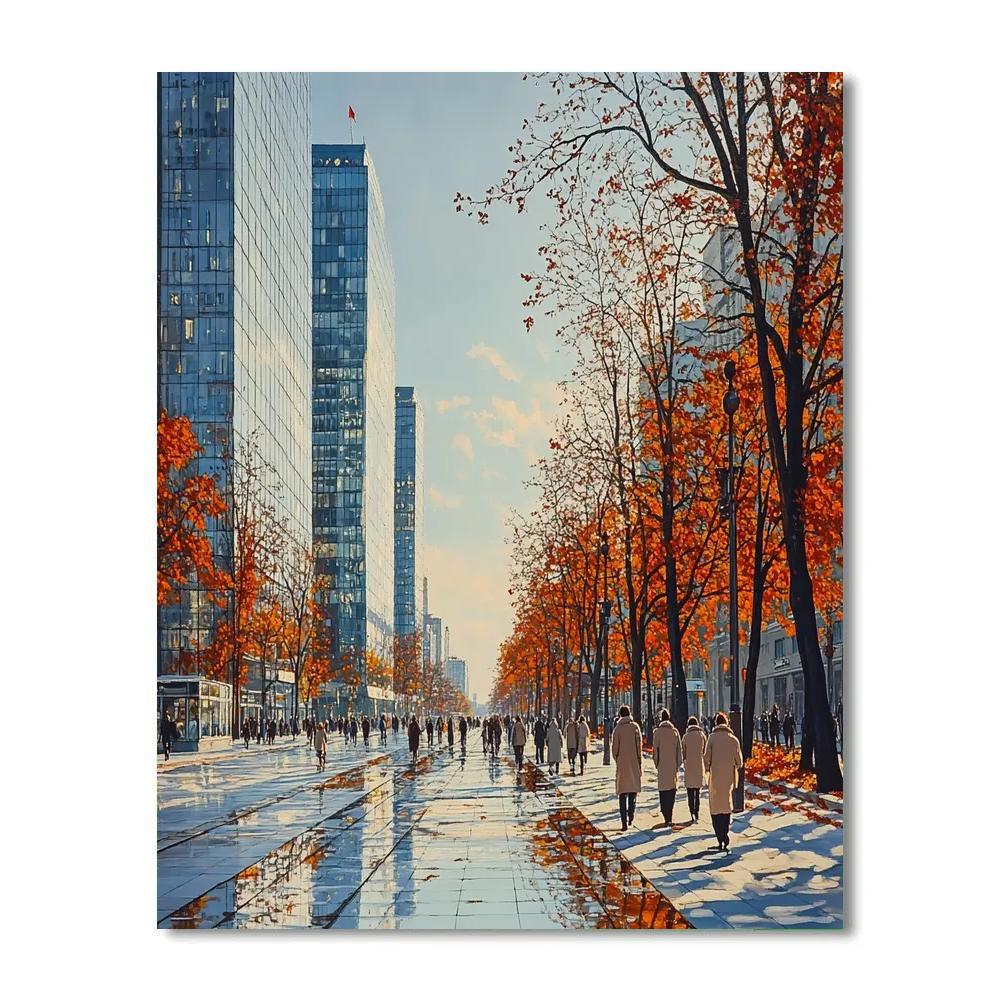 Autumn Glow On Moscow New Arbat Street Russia painting number kit