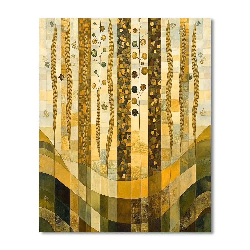 Gustav Klimt Inspired Ornamental Harvest Fields painting number kit