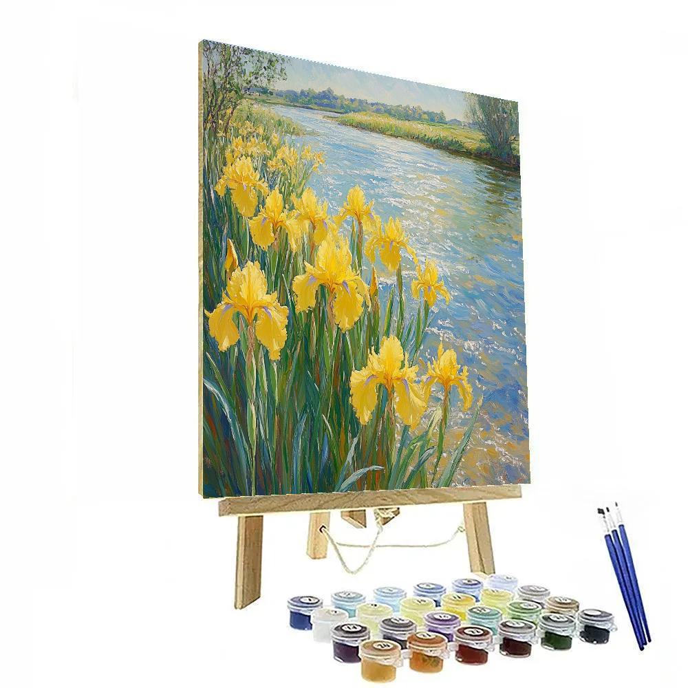 Claude Monet Inspired Spring Riverbank With Yellow Irises Paint by numbers art