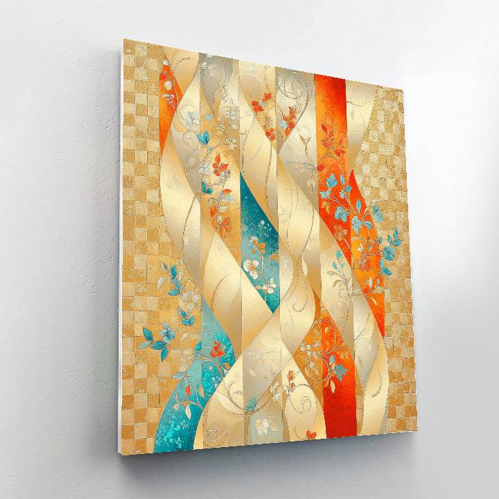 Gustav Klimt Inspired Floral Ribbon Motifs paint by number