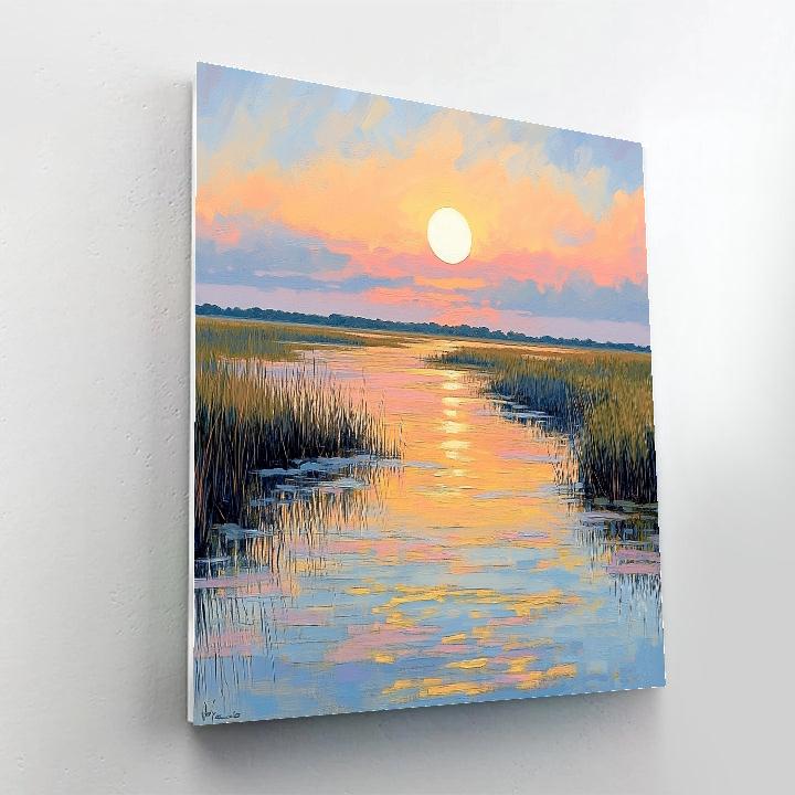 Claude Monet Inspired Sunrise Over Marsh With Reeds Painting by numbers kit