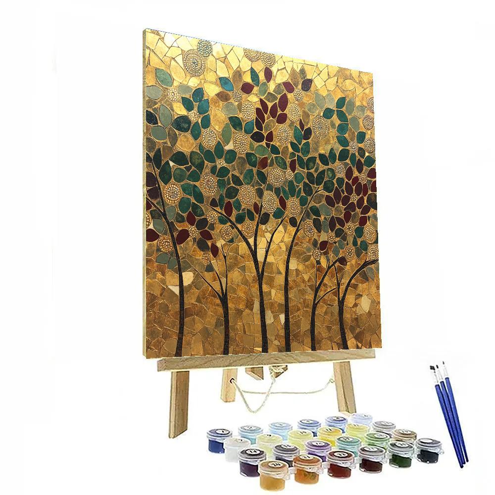 Gustav Klimt Inspired Abstract Forest Canopy Paint by numbers art