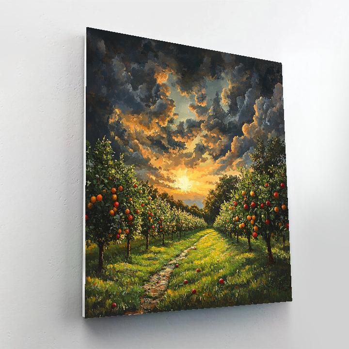 Claude Monet Inspired Orchard Edge Under Storm Light Number painting