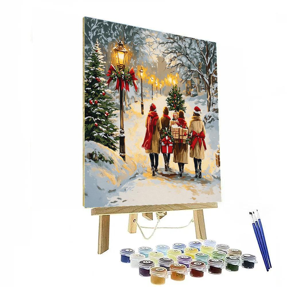 Wrapped Gifts Snowy Stroll paint by color