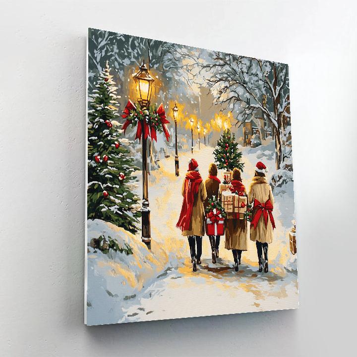 Wrapped Gifts Snowy Stroll paint by color