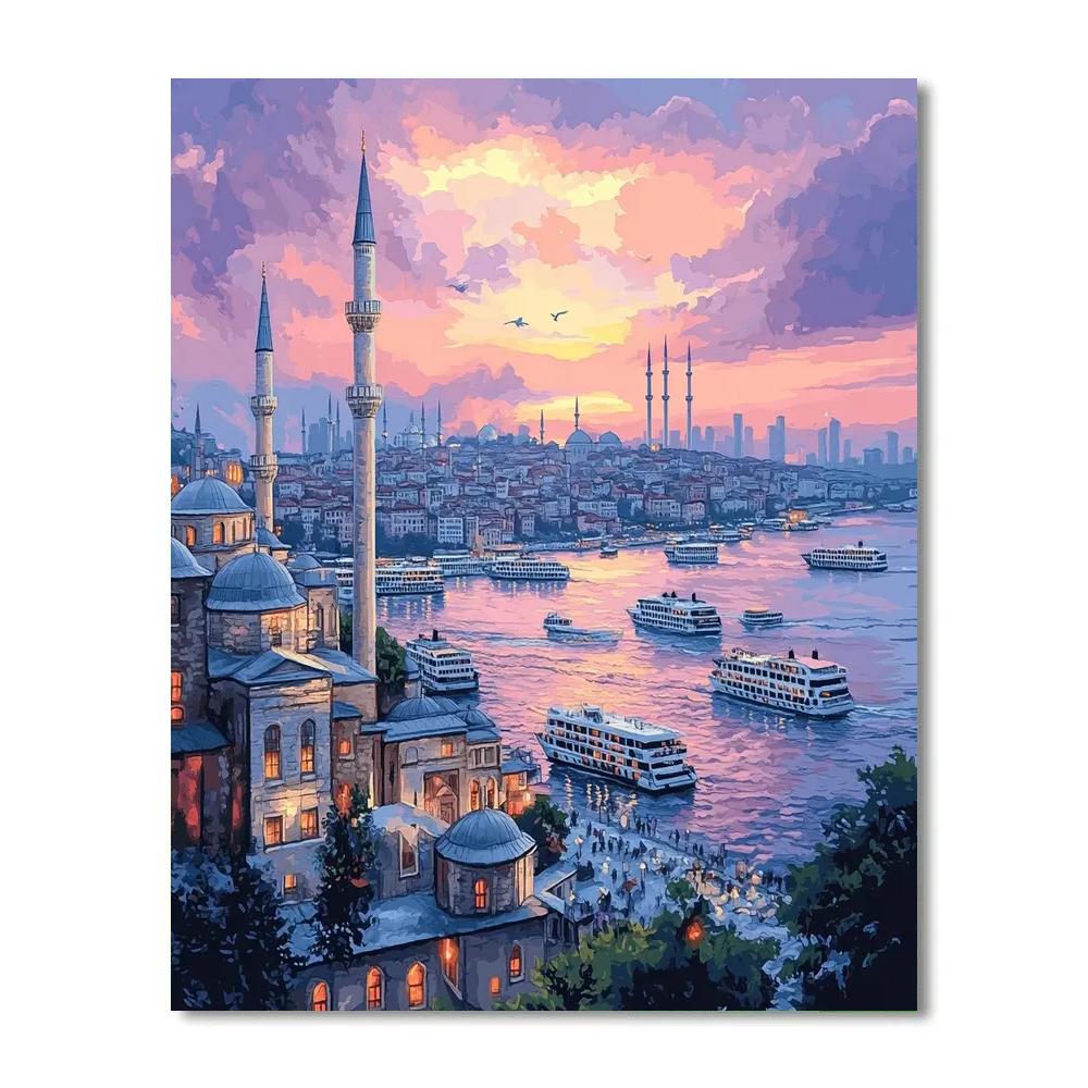 Sunrise Over Istanbul Bosphorus Urban Skyline Turkey Paint by numbers kits