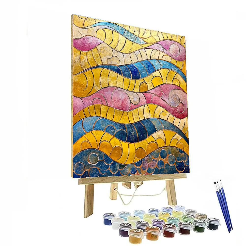 Gustav Klimt Inspired Decorative Sunrise Waves Numbered painting kits