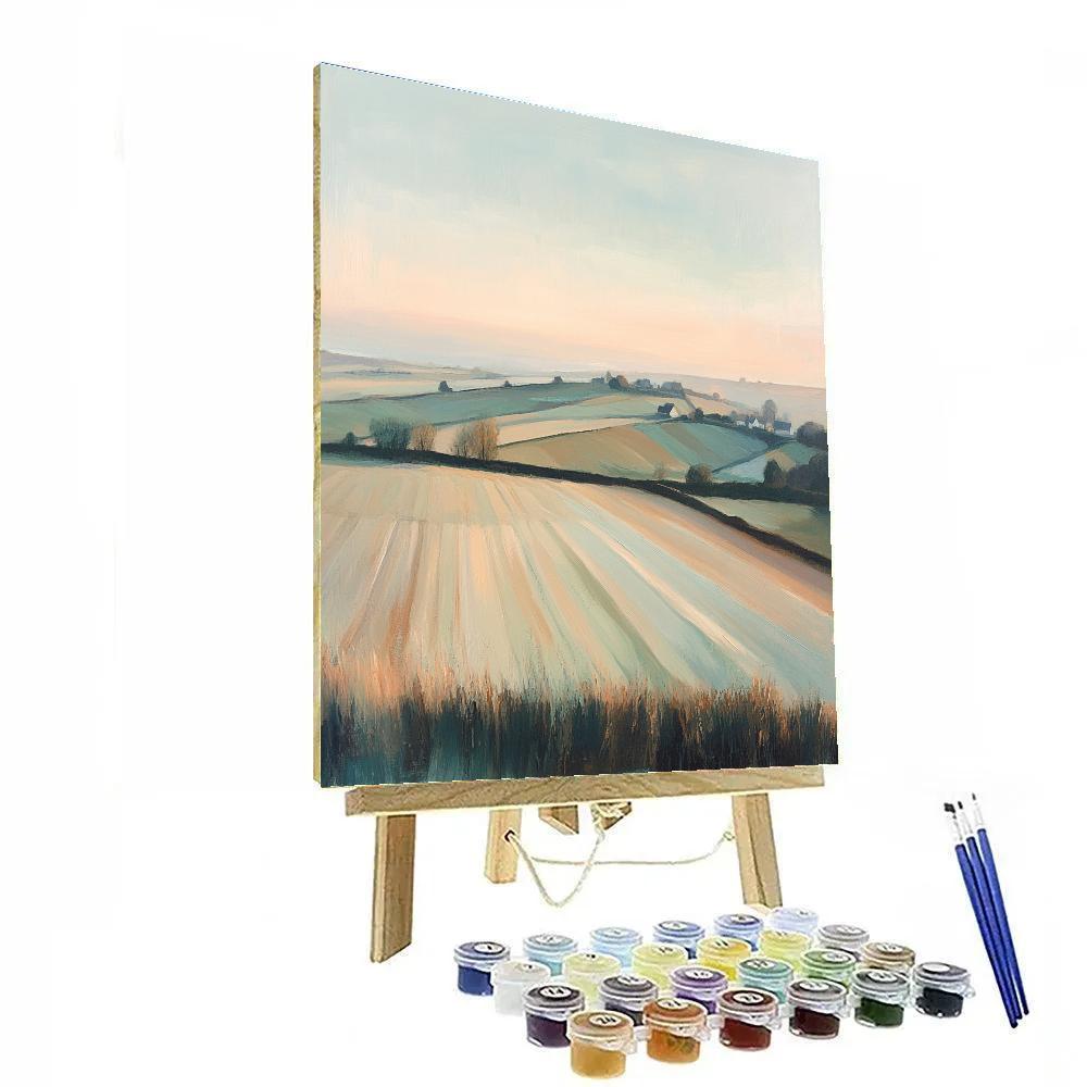 Claude Monet Inspired Distant Village Fields At Dawn DIY paint by numbers