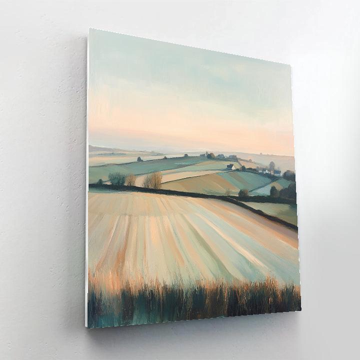Claude Monet Inspired Distant Village Fields At Dawn DIY paint by numbers