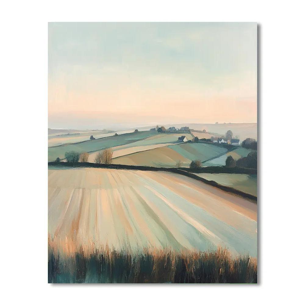 Claude Monet Inspired Distant Village Fields At Dawn DIY paint by numbers