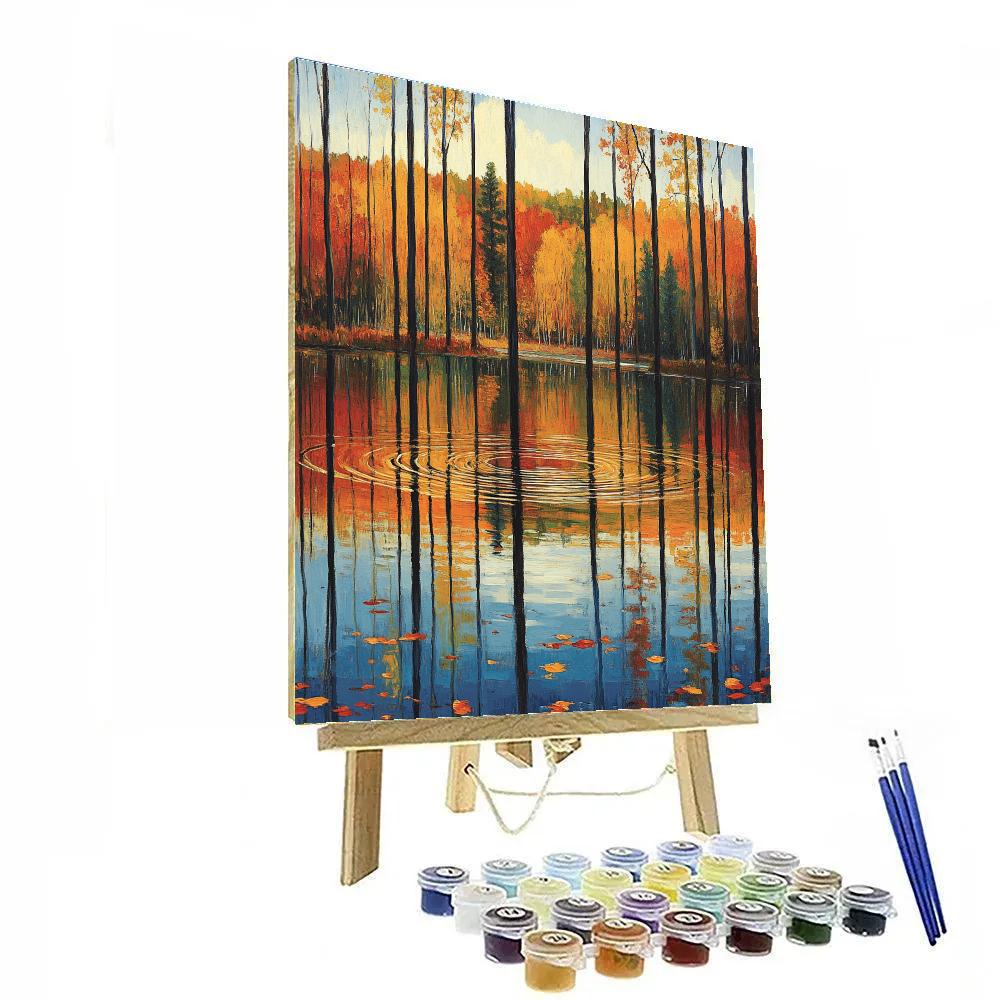 Claude Monet Inspired Reflections Of Autumn Trees On Lake painting number kit