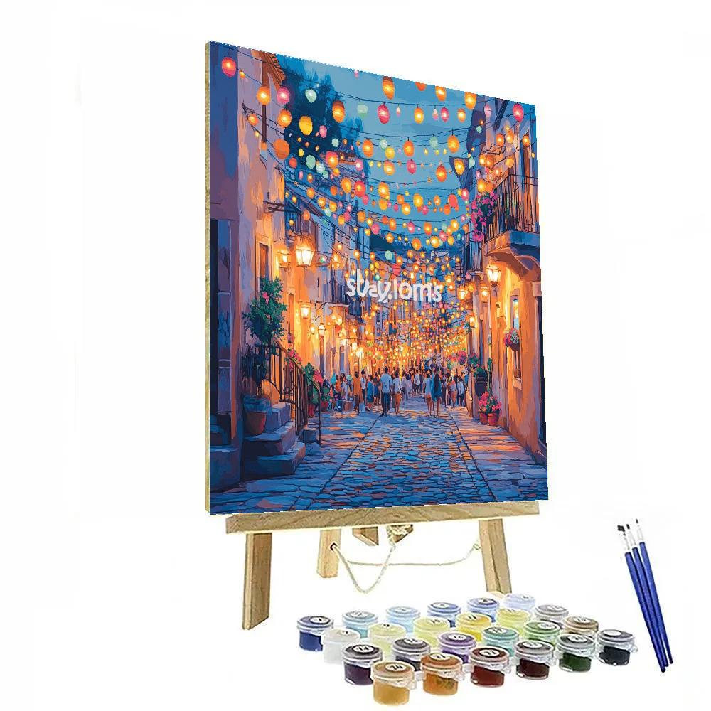 Bright Lantern Festival Illuminations On Lisbon Street Portugal DIY paint by numbers