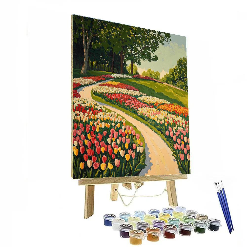 Claude Monet Inspired Spring Garden With Tulip Carpets painting number kit