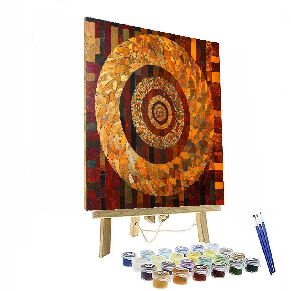 Gustav Klimt Inspired Abstract Autumnal Spiral paint by number