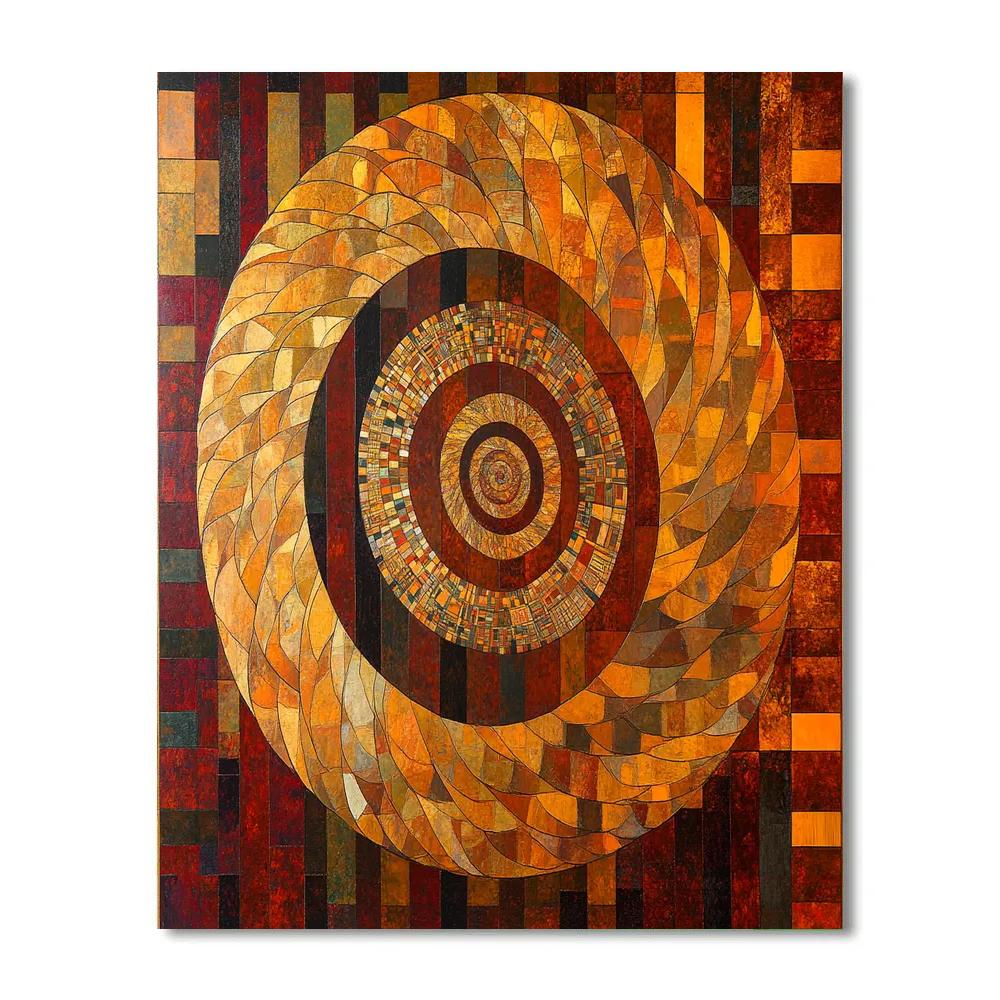 Gustav Klimt Inspired Abstract Autumnal Spiral paint by number