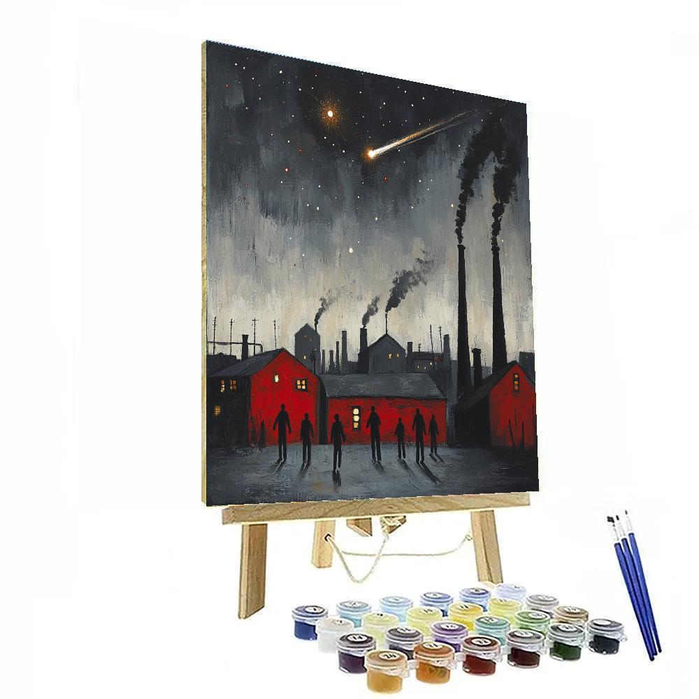 Lowry Inspired Mill Town Meteor Number painting