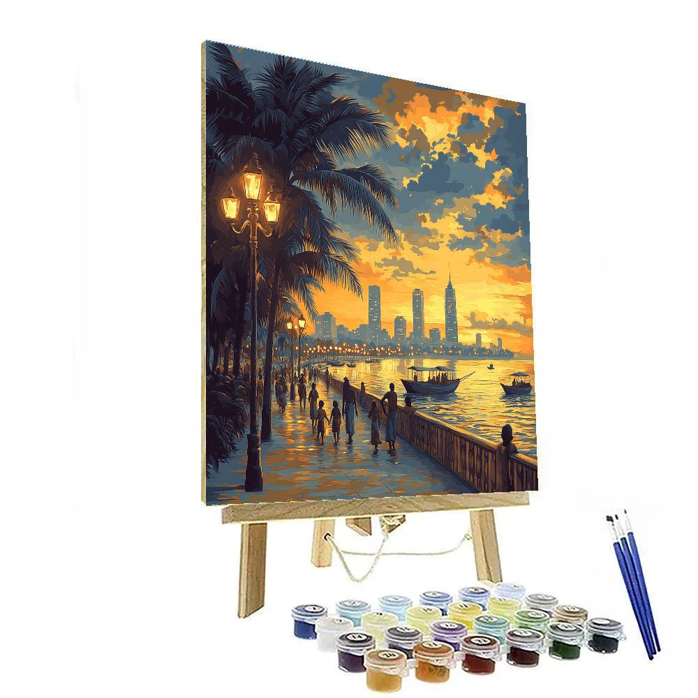 Evening Promenade Along Lagos Waterfront Nigeria paint by number