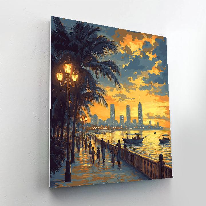 Evening Promenade Along Lagos Waterfront Nigeria paint by number