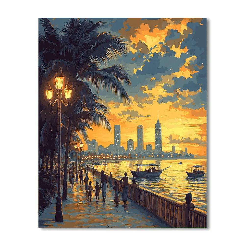 Evening Promenade Along Lagos Waterfront Nigeria paint by number