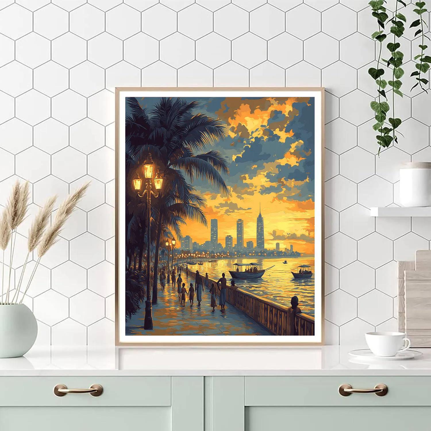 Evening Promenade Along Lagos Waterfront Nigeria paint by number