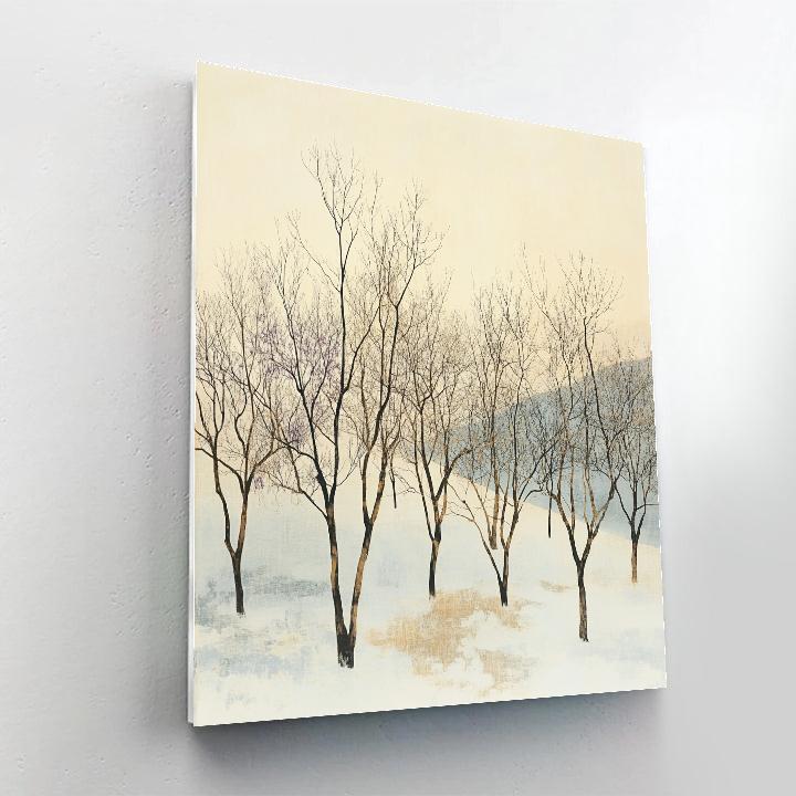 Claude Monet Inspired Winter Orchard Under Pale Sky paint by number