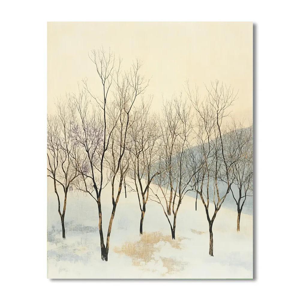 Claude Monet Inspired Winter Orchard Under Pale Sky paint by number