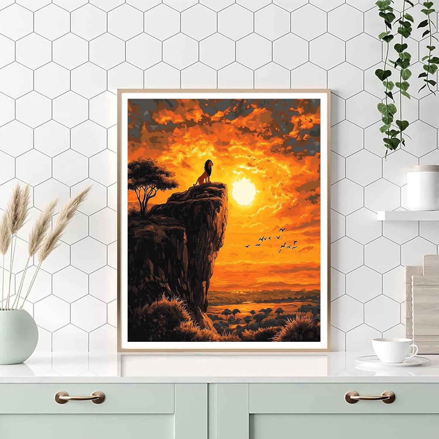 Simba Pride Rock Sunset Disney Inspired DIY paint by numbers