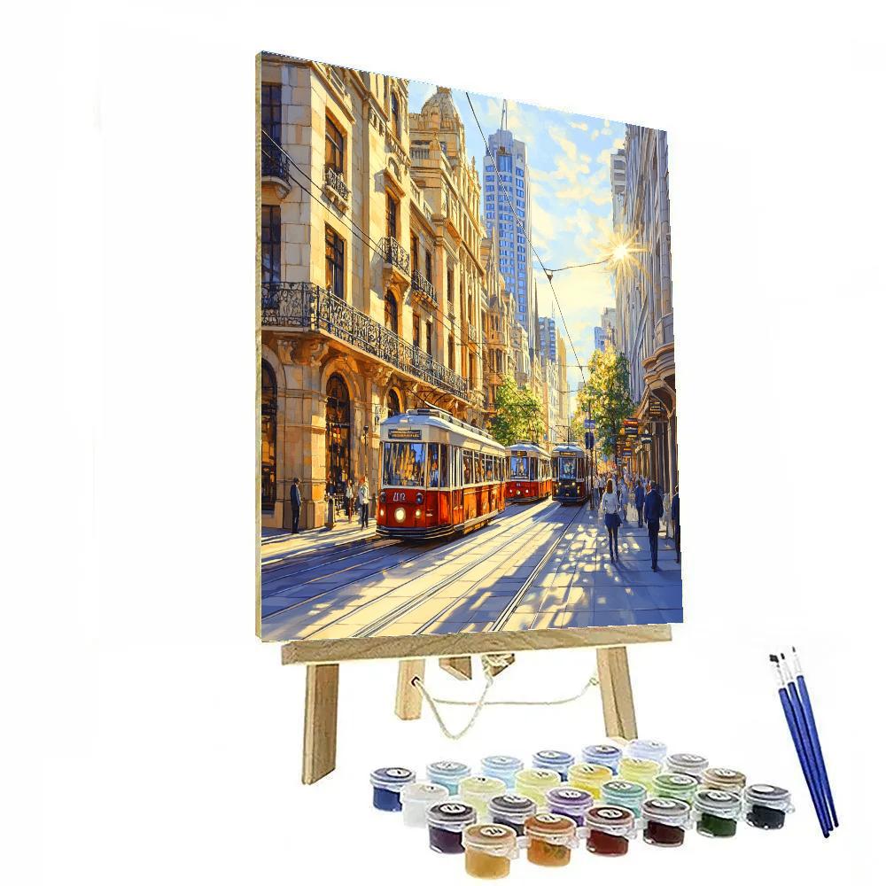 Tram Tracks And Historic Buildings On Adelaide Street Brisbane Australia paint by numbers