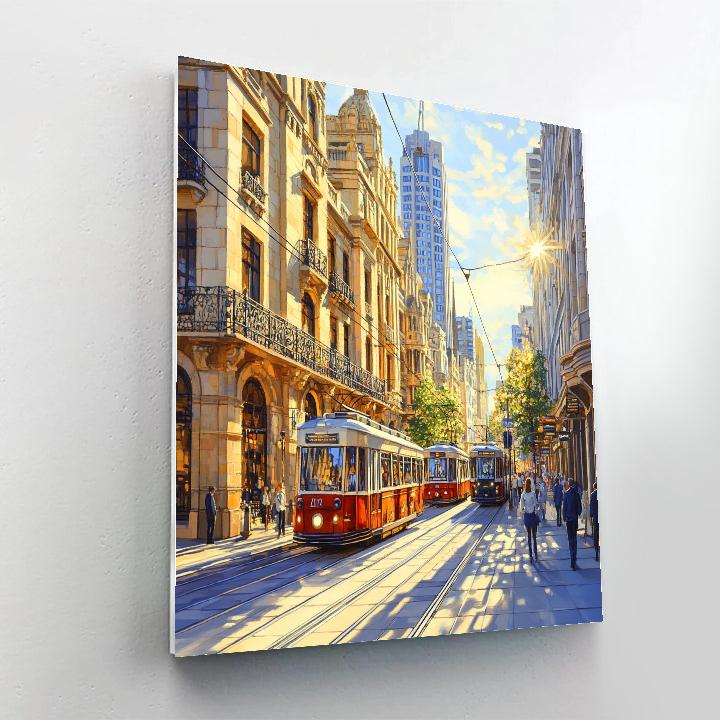 Tram Tracks And Historic Buildings On Adelaide Street Brisbane Australia paint by numbers