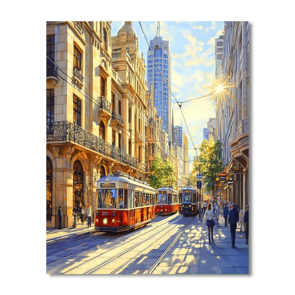Tram Tracks And Historic Buildings On Adelaide Street Brisbane Australia paint by numbers