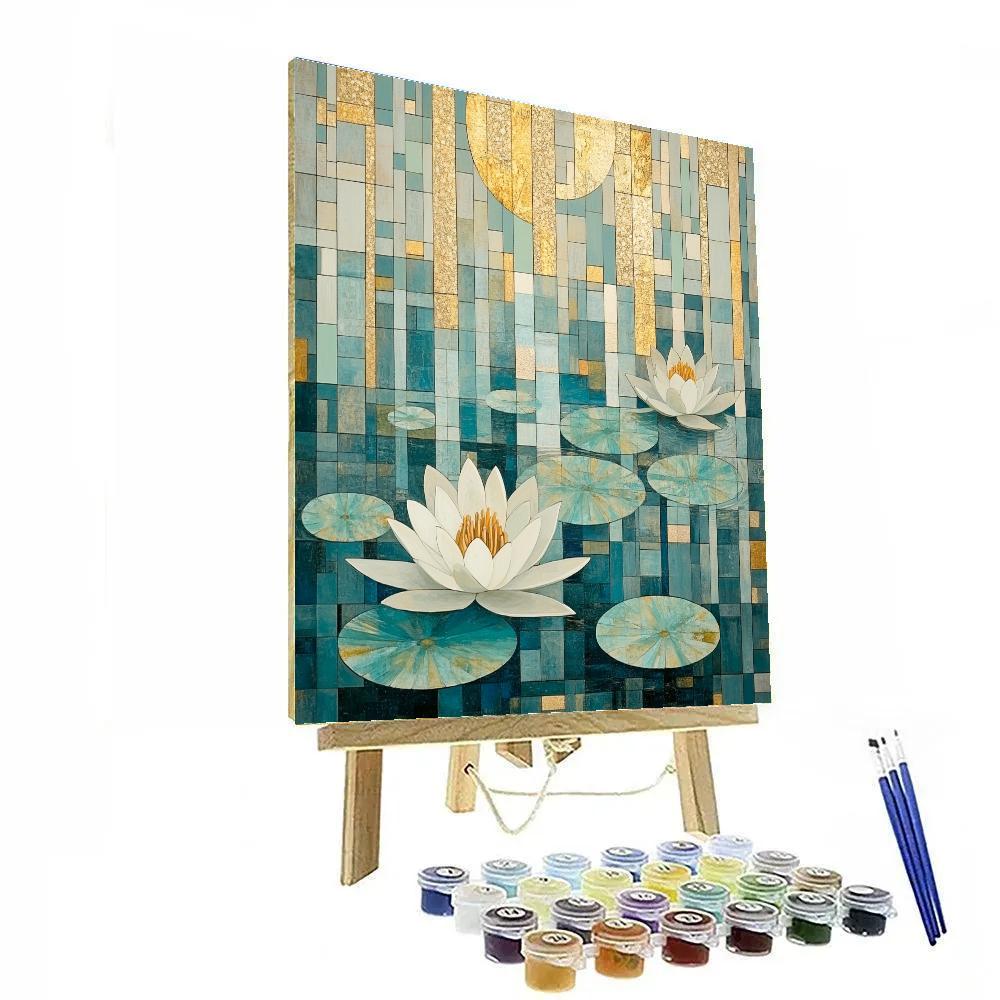 Gustav Klimt Inspired Mosaic Water Lilies paint by numbers