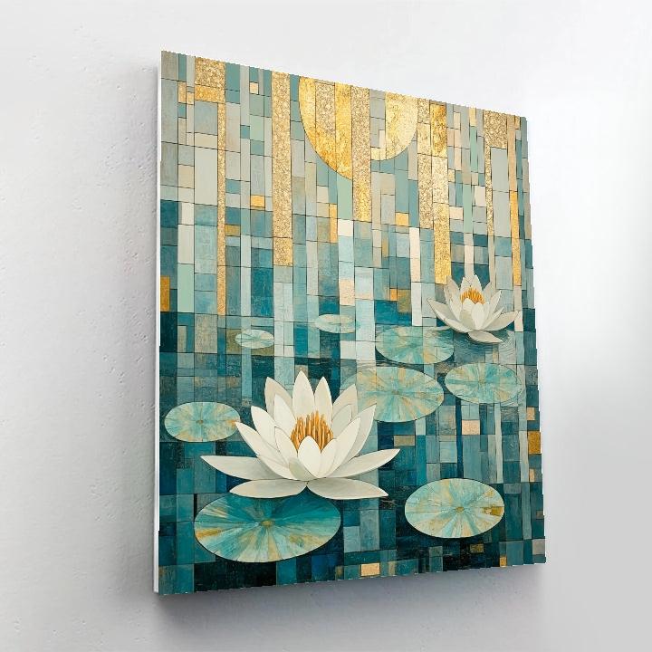 Gustav Klimt Inspired Mosaic Water Lilies paint by numbers
