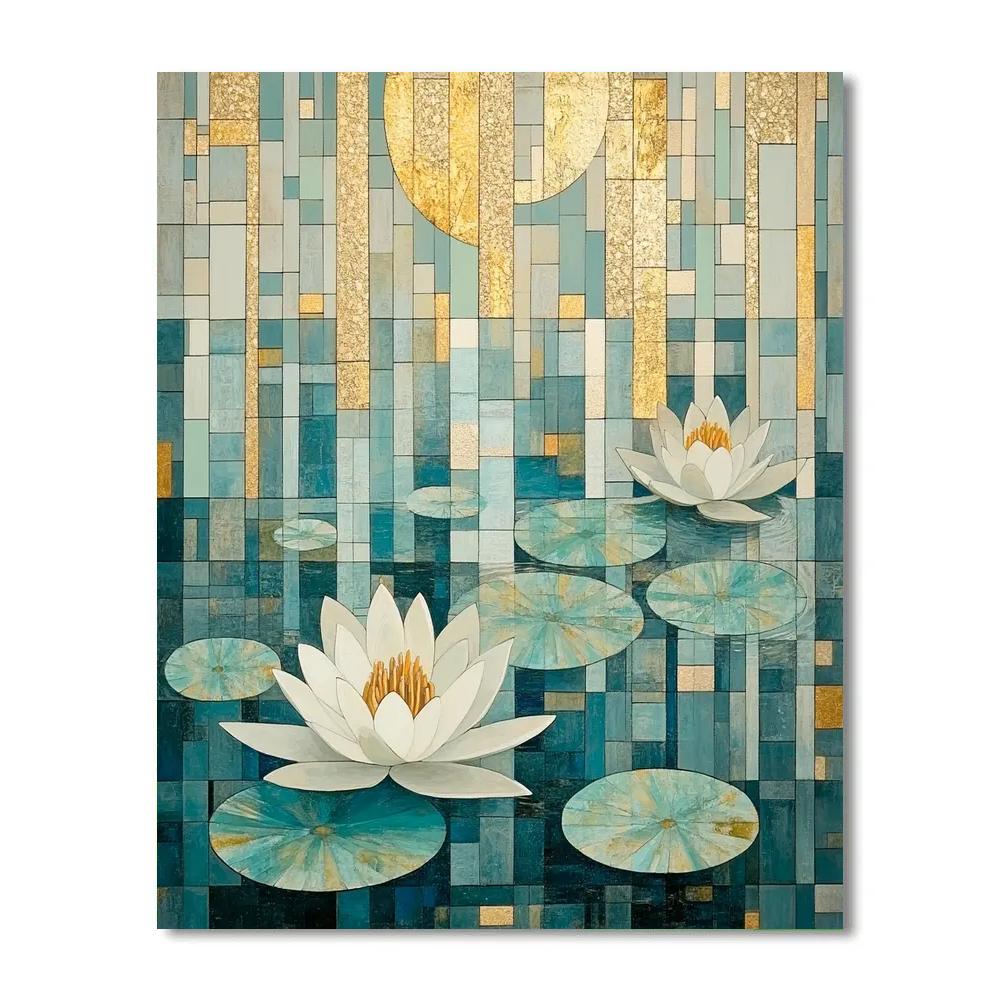 Gustav Klimt Inspired Mosaic Water Lilies paint by numbers