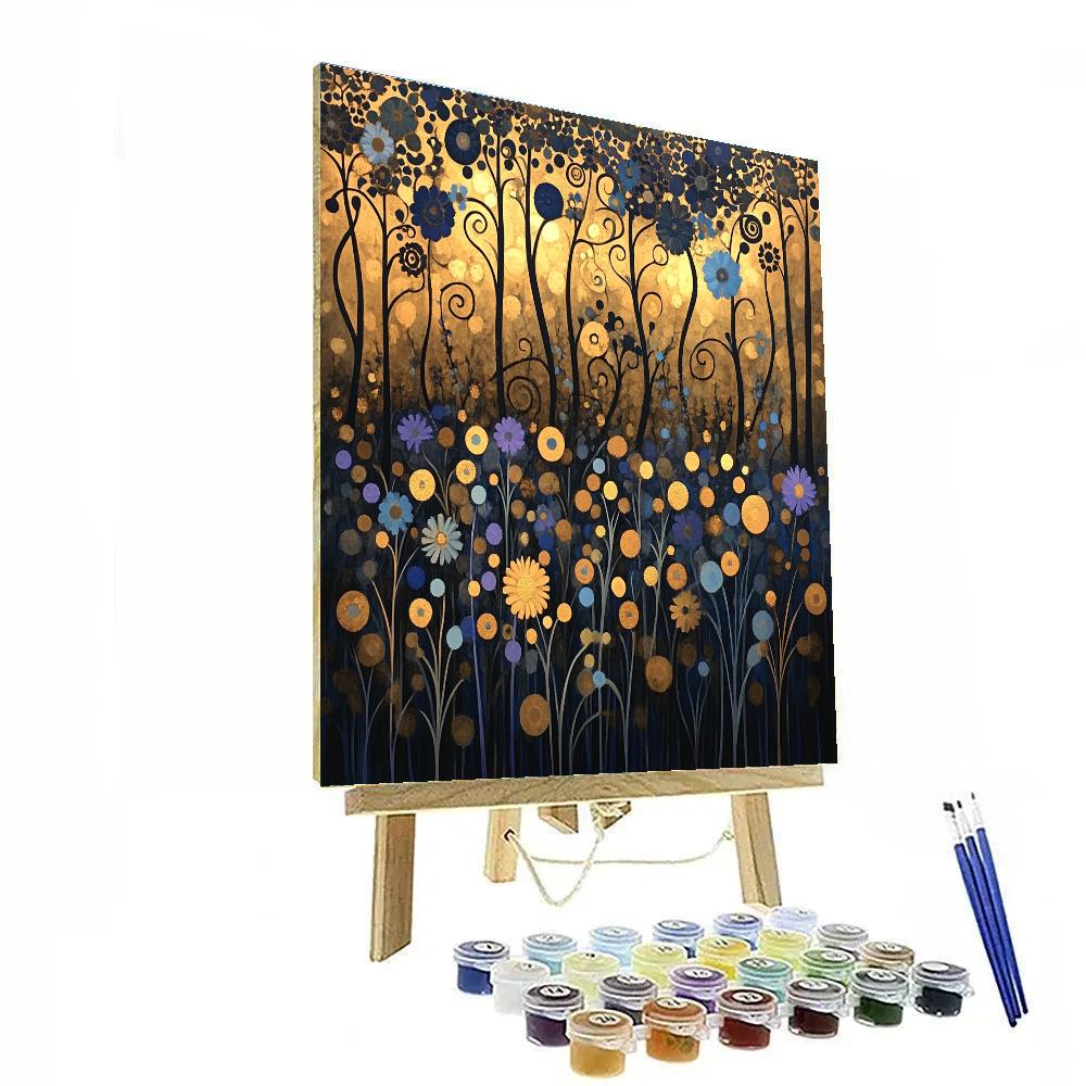Gustav Klimt Inspired Ornamental Twilight Meadow painting number kit